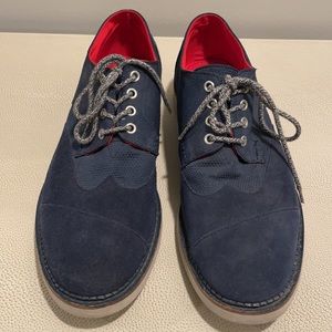TOMS blue suede shoes